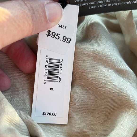 NWT Banana Republic Viscose-Linen Tie Neck Natural Beige Top Size XL - Picture 5 of 8